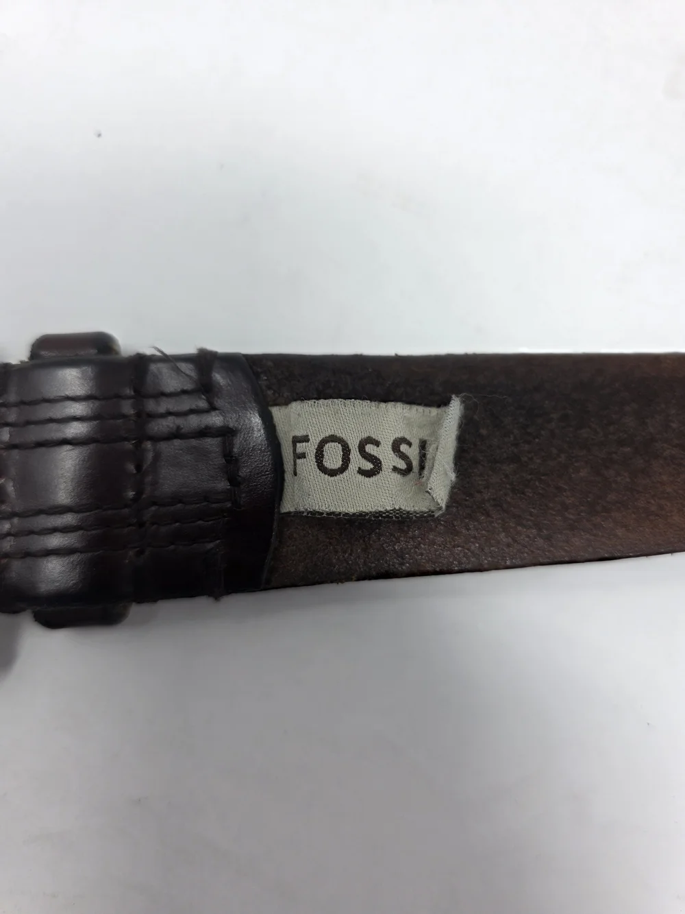 Fossil Mens Size 38 95 Brown Distressed Leather Belt Silver Single Prong Buckle